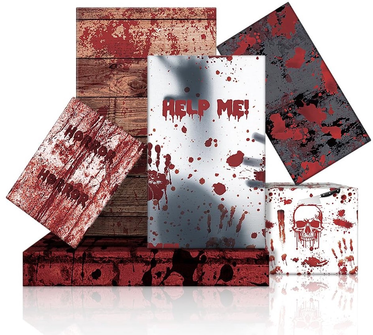 Solidchoice - Set van 6 Halloween Inpakpapier met Bloedpatroon