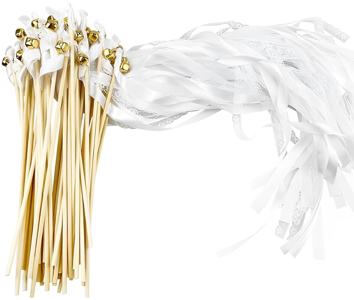 Solidchoice - Set van 50 Witte Huwelijks Tovenaars met Ribbons