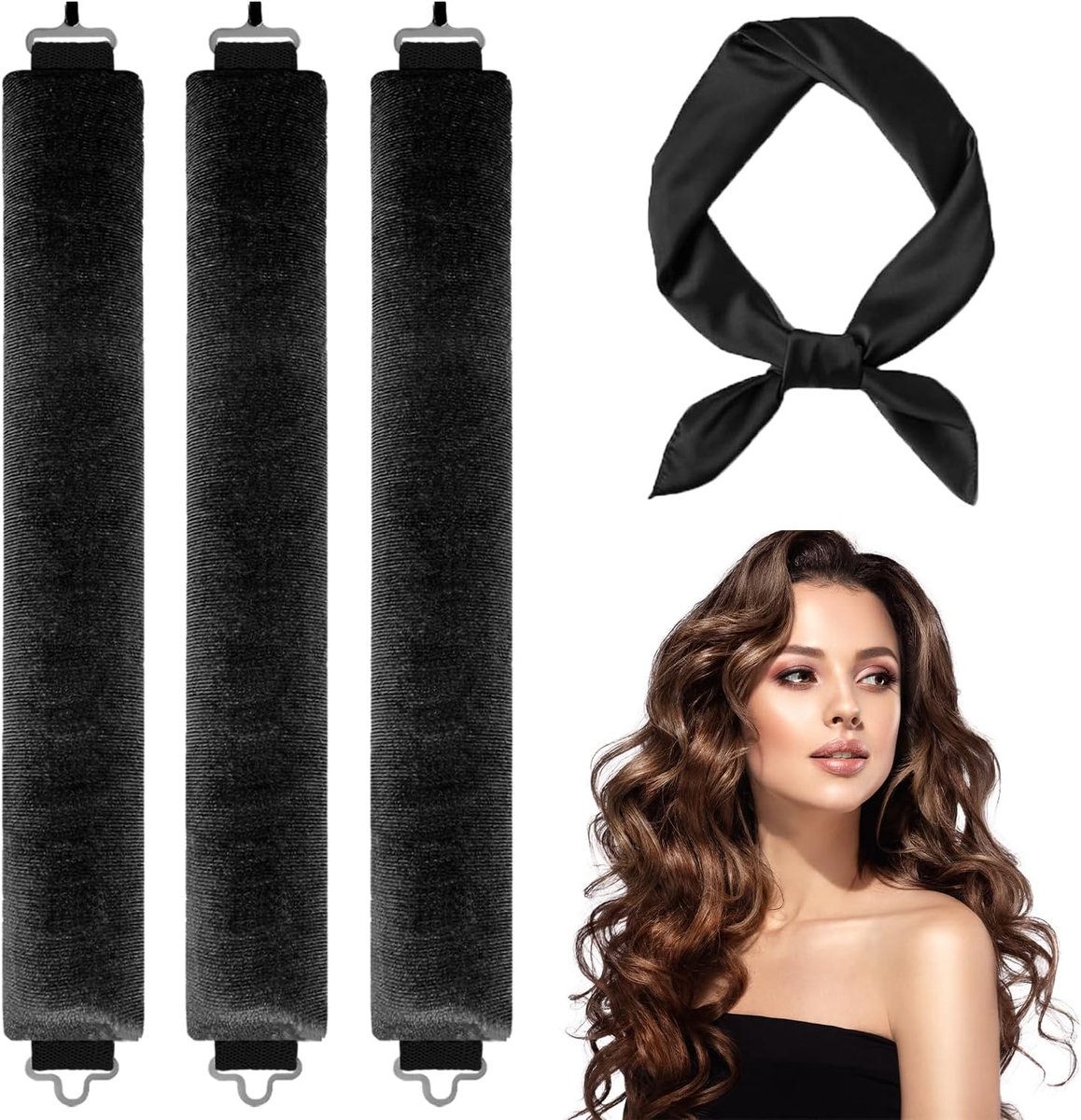 Heatless curling irons 3pcs - zachte blowout rollers - verstelbare styling kit - verzorgt haar zonder hitte - ShopVlot