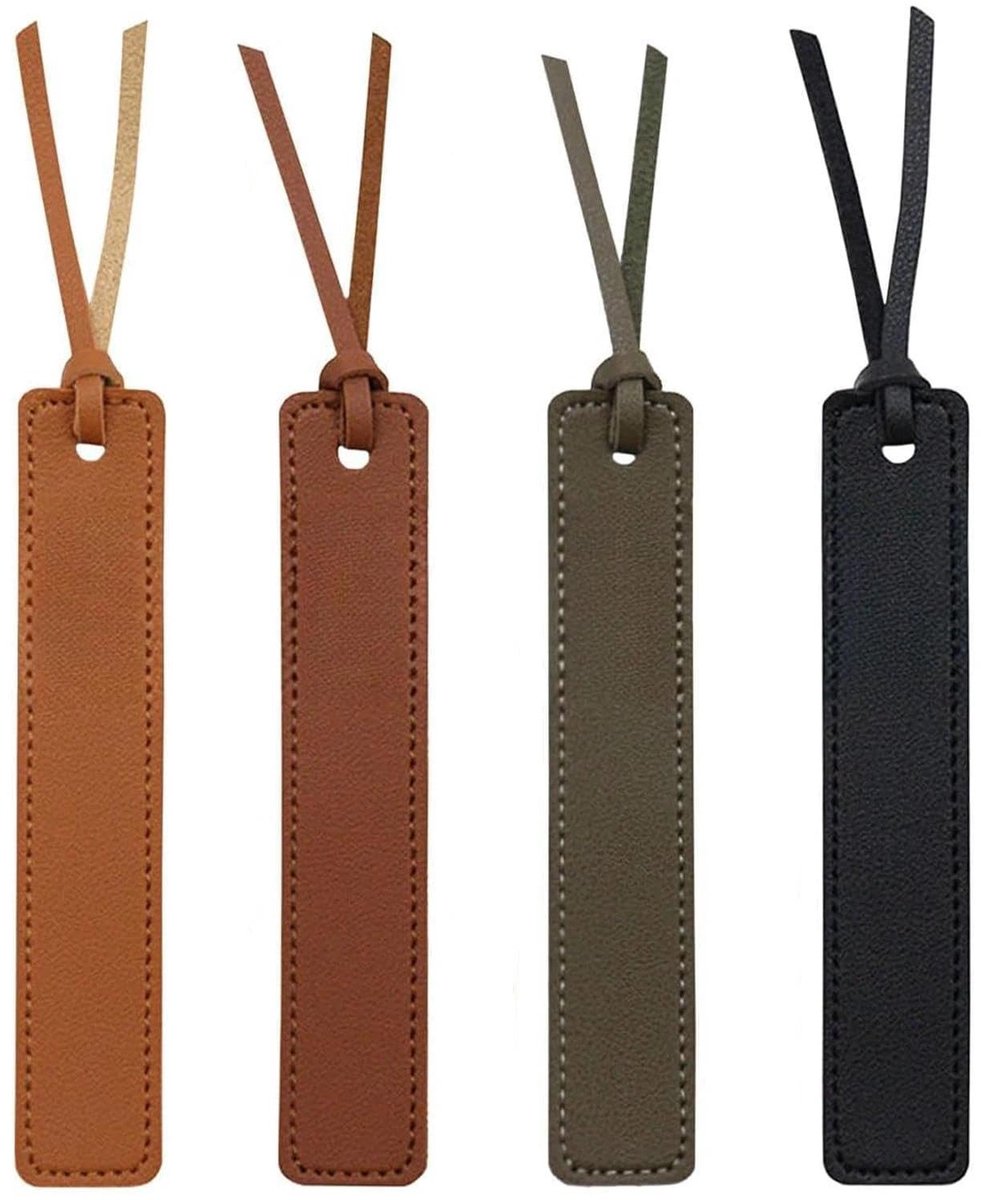 Solidchoice - Set van 4 Leren Boekenleggers met Multi-kleurige Tassels