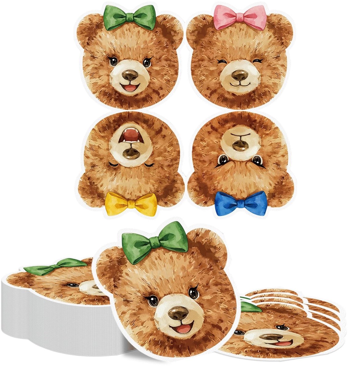 Solidchoice - 40 Stuks Beren Gezicht Papieren Servetten