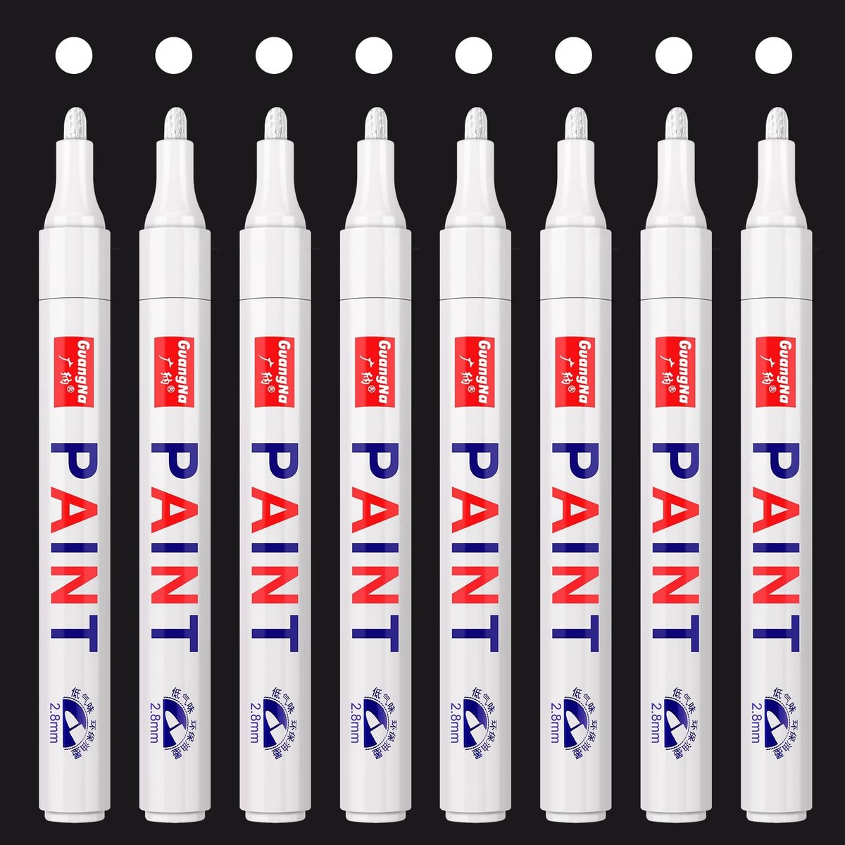Solidchoice - Set van 8 Witte Permanente Verfmarkers op Oliebasis