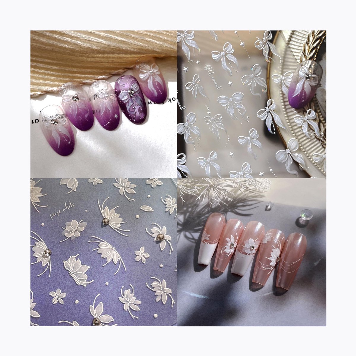 Solidchoice - 3D Nail Art Stickers met Bloemen en Strik Motieven