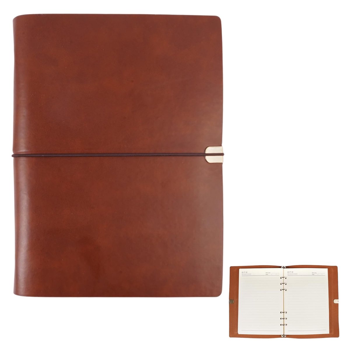Solidchoice - PU-lederen Notitieboek A5, Vintage Navulbaar