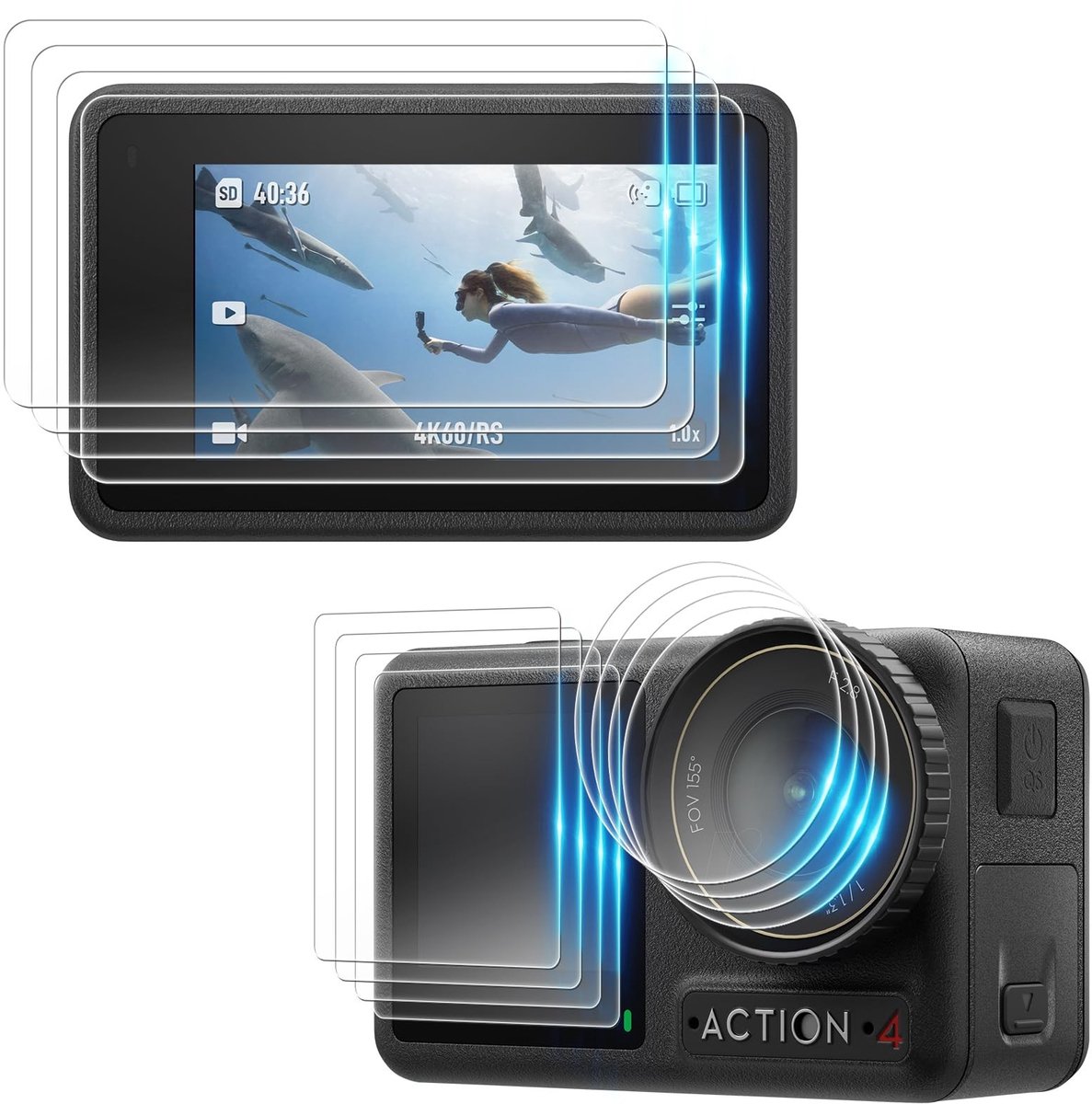Solidchoice - Tempered Glass Screen Protector voor DJI Osmo Action 4