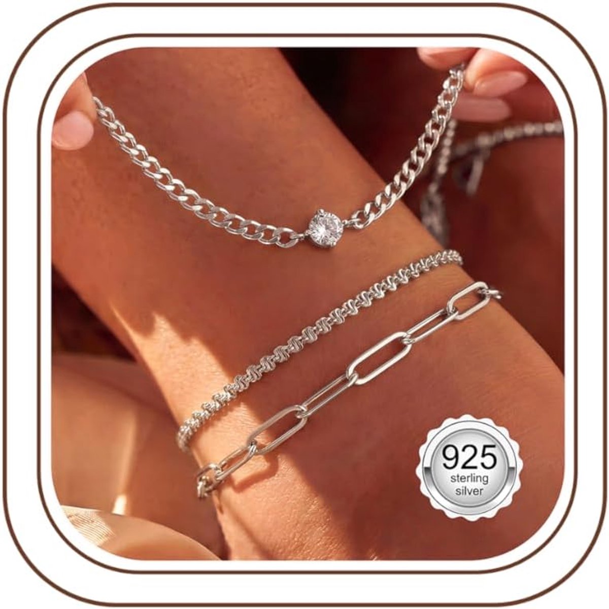 Enkelbandje Dainty - 925 Sterling Zilver - Waterdicht - Verstelbaar met Hart en Parels - ShopVlot