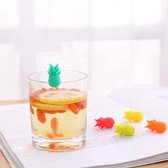 12 Stuks Glazen Markers met Ananas Ontwerp - Silicone Wijn Glazen Charms voor Feestjes, BBQ en Hawaii Thema's - 6 Kleuren