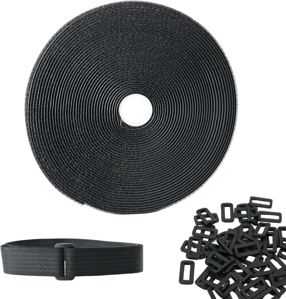 Kabelbinders 2 cm x 10 m - zwart - herbruikbaar - ideaal voor kabelbeheer - ShopVlot