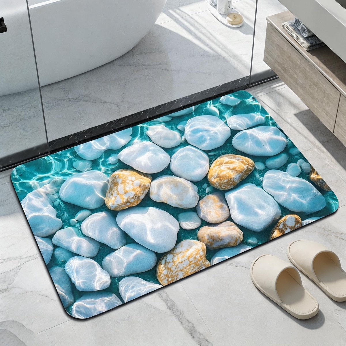 Solidchoice - Badmat Kiezelpatroon 40 x 60 cm