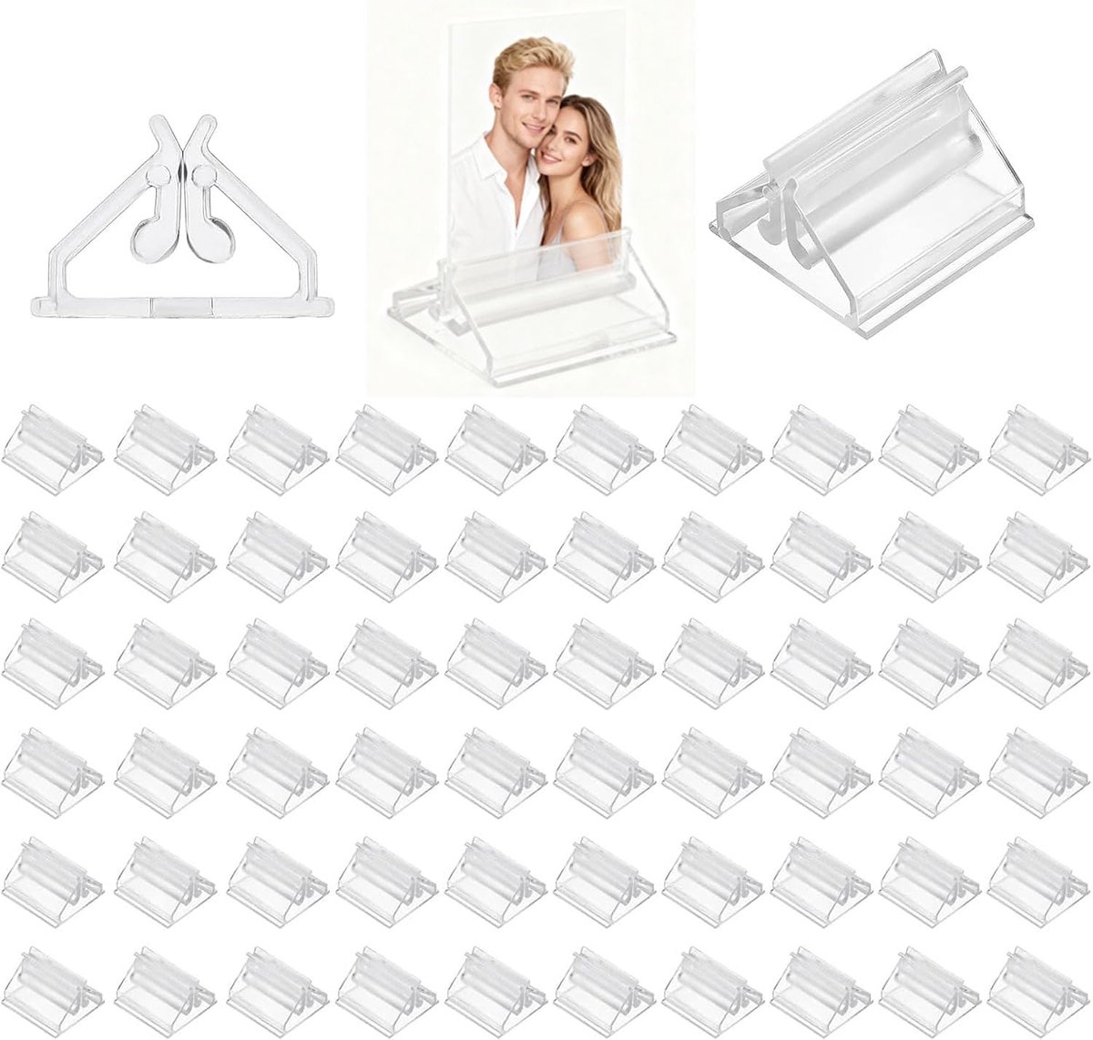 Kleine fotohouder - transparant plastic - 100 stuks - ideaal voor foto's en memo's - ShopVlot