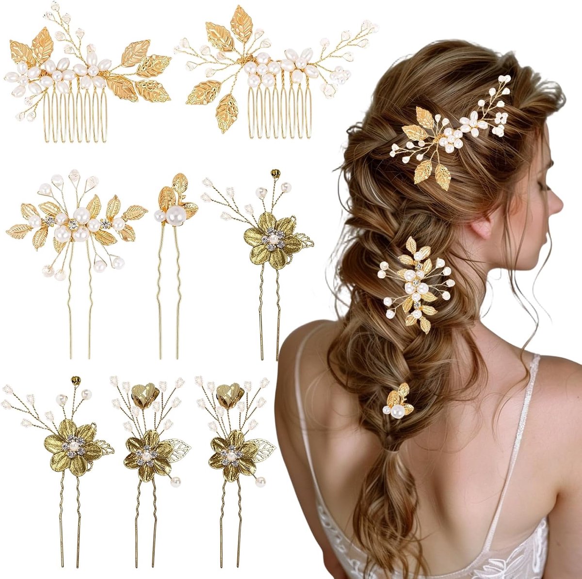 Haarspelden voor Bruid 6 x - Parel - Goud - Creëer een elegante haarstijl - ShopVlot