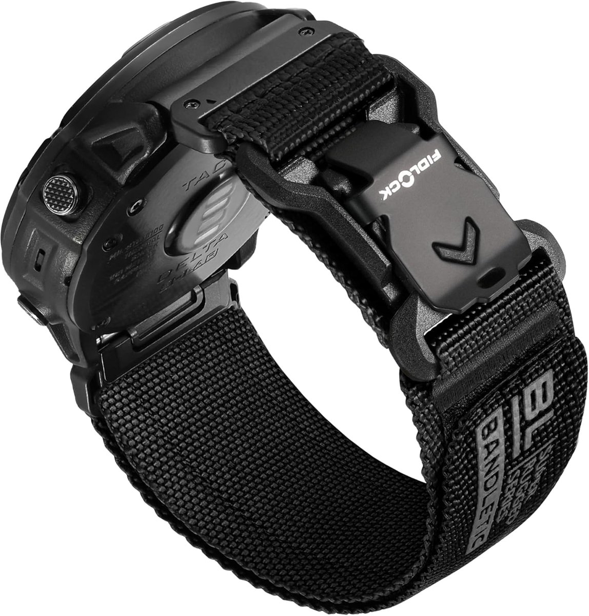Rugged nylon horlogeband 26mm - magnetische Fidlock V-buckle - voor Garmin Fenix 8 en Instinct 2X - ShopVlot