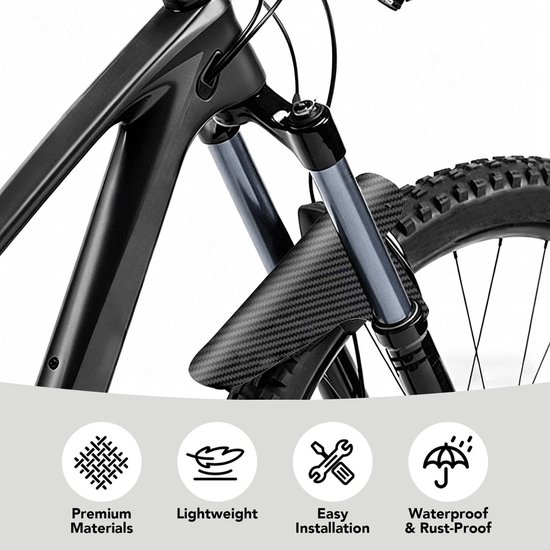 Set van 4 MTB Modderbeschermers met Carbon Fiber Textuur, Universele Achterste Spatbescherming voor Mountainbikes en Fatbikes, Geschikt voor 20-29 Inch Wielen — afbeelding 4