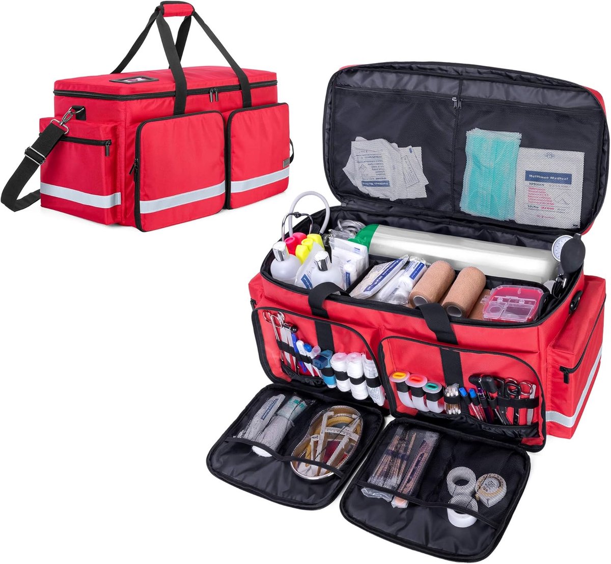 Trunab Emergency Medical Bag Empty with Oxygen Tank Compartment (M2-M22), First Responder Trauma Bag with - ShopVlot