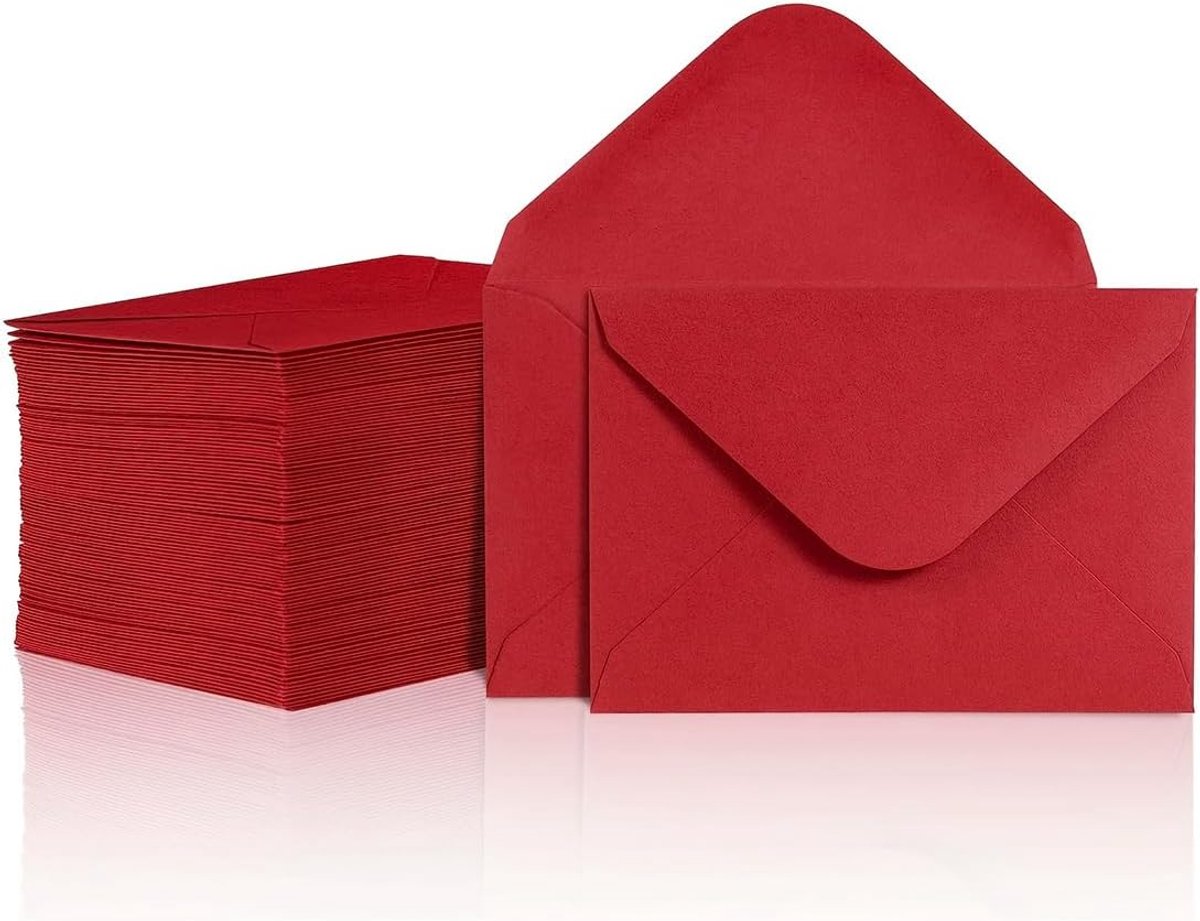 50 General Purpose Envelopes, Red Christmas Envelopes, 16 x 11 cm, Kraft Paper, for Christmas, Valentine's Day - ShopVlot
