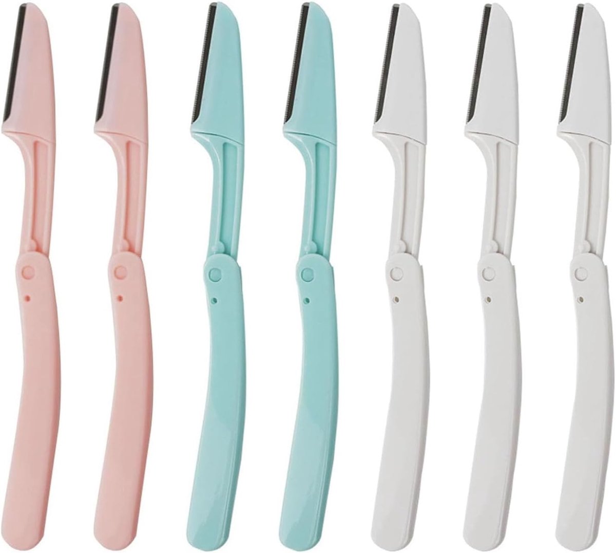 Set van 7 Vouwbare Veiligheidsscheermesjes voor Wenkbrauwen en Gezicht - Precisie Haarverwijdering voor Gezicht, Bikinilijn en Lichaamsbeharing, Hypoallergeen en Draagbaar