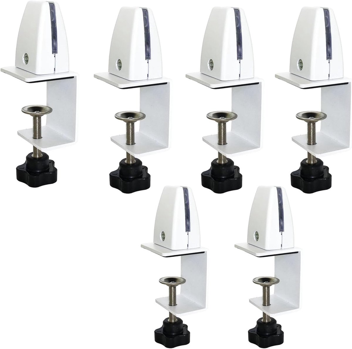 Set of 6 Plexiglass Clamp for Desk Adjustable Aluminium for Safety and Data Protection (White) - ShopVlot