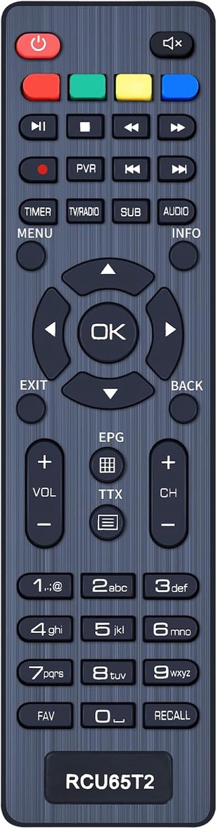 RCU65T2 Vervangende Afstandsbediening Geschikt voor Comag SL65T2 DVBT2 Receiver - ShopVlot