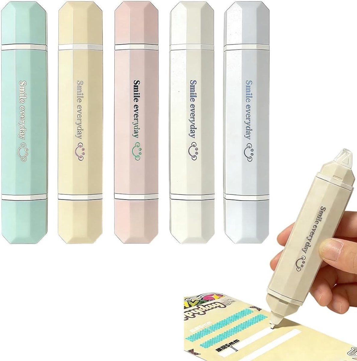 Set van 5 Lijmrollers en Correctieroller met Beschermkap, Ideaal voor Scrapbooking, Foto's en Creatieve Projecten, Perfect voor School en Kantoorgebruik