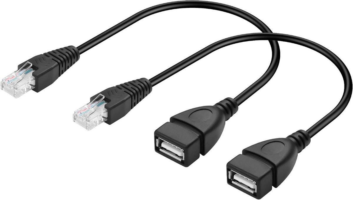 GINTOOYUN 2pcs USB to RJ45 Ethernet Cable, USB Female to RJ45 8P4C Ethernet Extension Cable for Router, ADSL Modem - ShopVlot