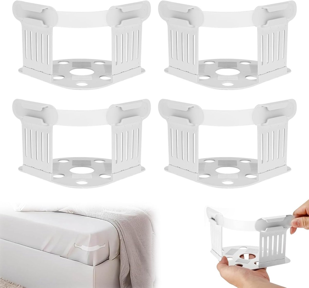 4 Pcs Bed Sheet Tensioners, Adjustable Locking Bed Sheet Holder to Prevent Slipping, for Mattresses and Blankets of - ShopVlot