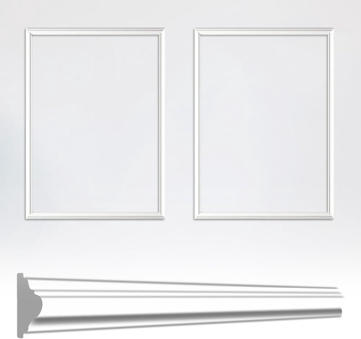 Set of 2 Pre-Cut Wall Moulds, 40 x 50 cm, Stucco Moulds, Wall, Modern Wall Moulds, Self-Adhesive, for Living Room and - ShopVlot