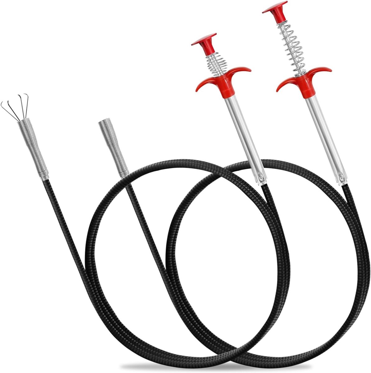 2 pieces claw gripper 90 cm + 200 cm, flexible drain gripper, drain cleaner, spiral for washbasin, toilet, tube - ShopVlot