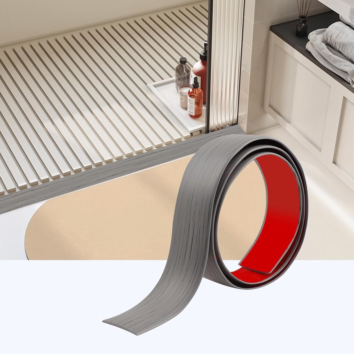 100cm x 5cm Adhesive Transition Strip, PVC Door Threshold Strip, Door Threshold Strips for Doorways for Joining Floor - ShopVlot