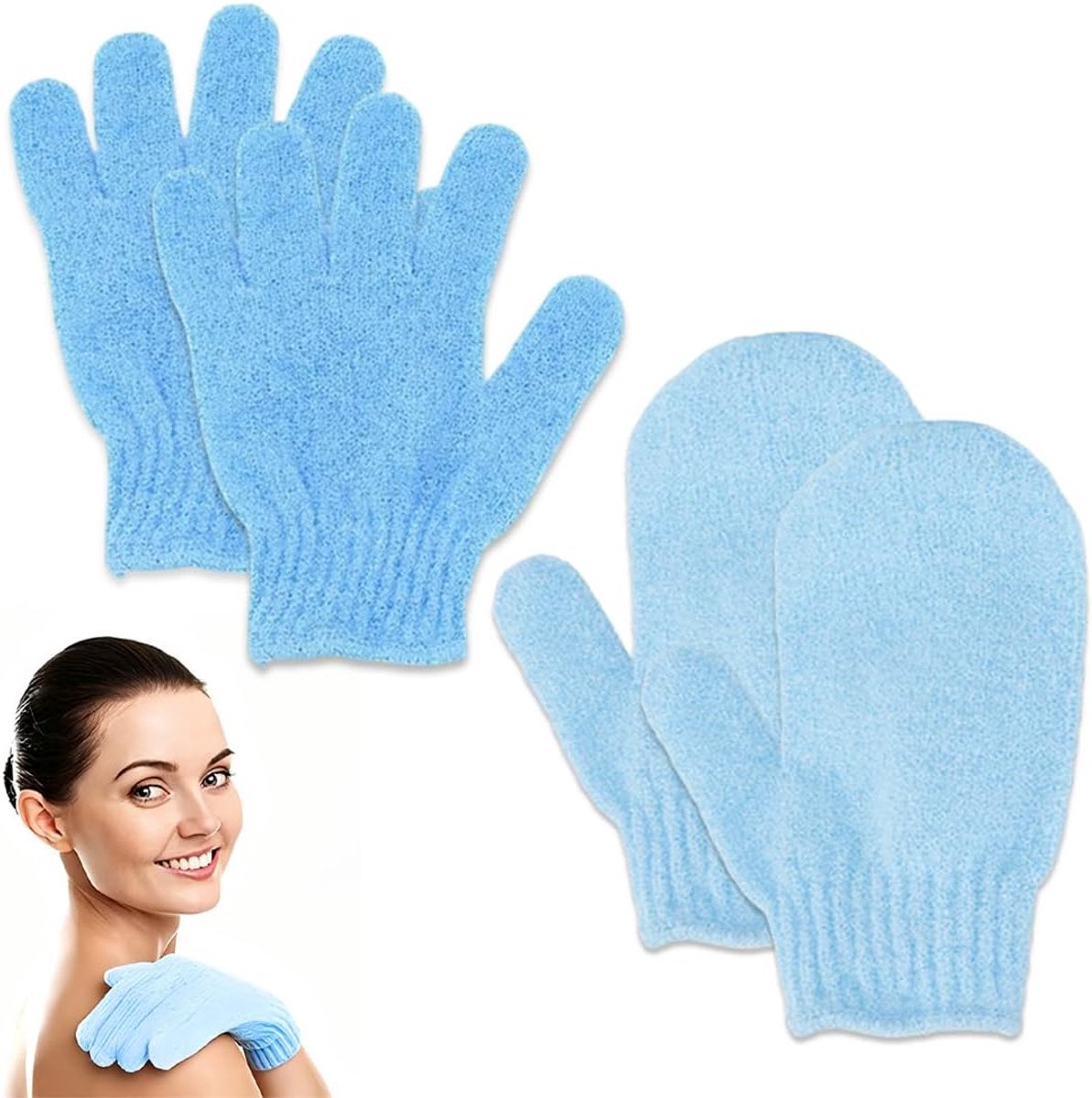 GHPKTOW 2 stuks washandschoenen, peelinghandschoen, lichaamspeeling, douche-peeling, verwijdering van dode huid - ShopVlot