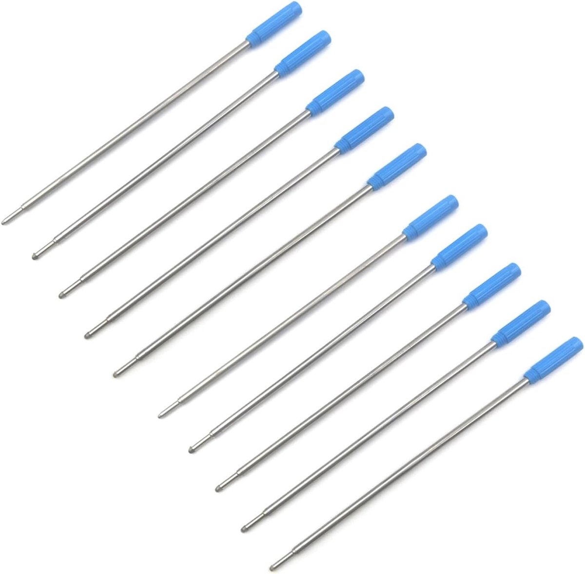 10 stuks metalen stiftvullingen, blauwe zwarte inkt, 115 mm, vervangende balpenvullingen, 1 mm punt - ShopVlot