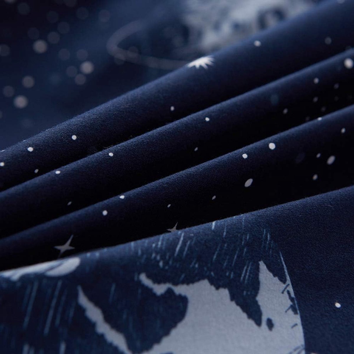 4-piece bedding set duvet cover sheet pillowcase cotton dark blue universe planet 220cm x 240cm - ShopVlot
