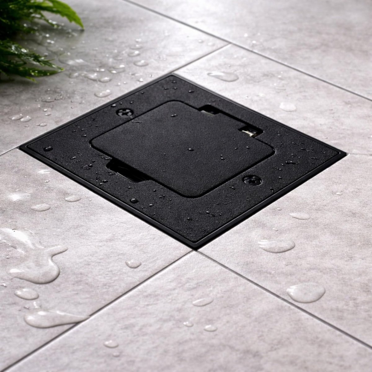 Stainless steel recessed socket, floor socket IP44, hinged lid, AP-1 series, black - ShopVlot