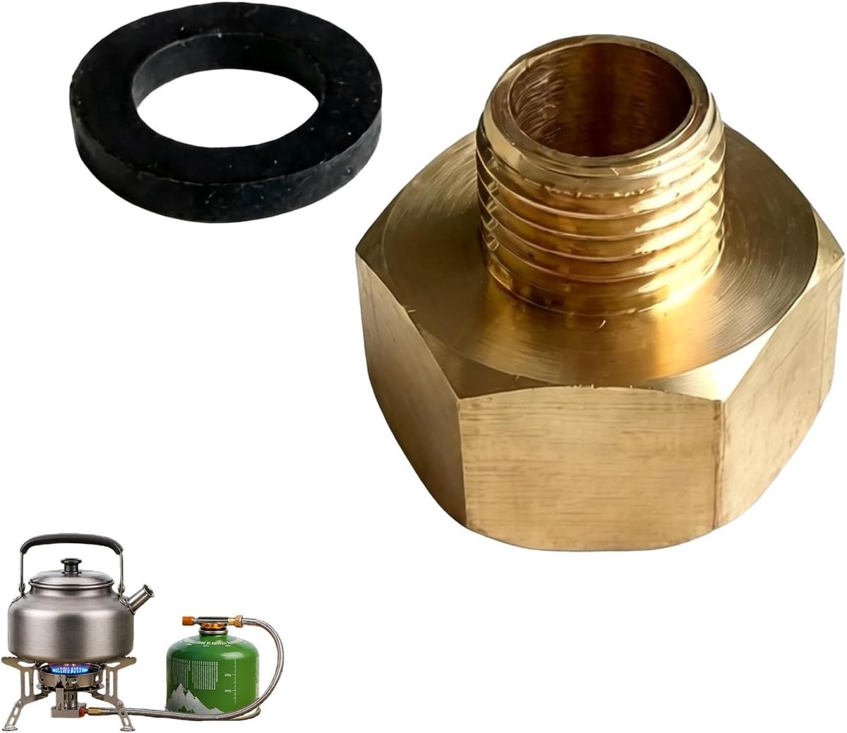 Gasadapter 1/2 naar 1/4, messing gas slangverbinder, adapter voor gasleidingen, 1/2" binnendraad naar 1/4" - ShopVlot