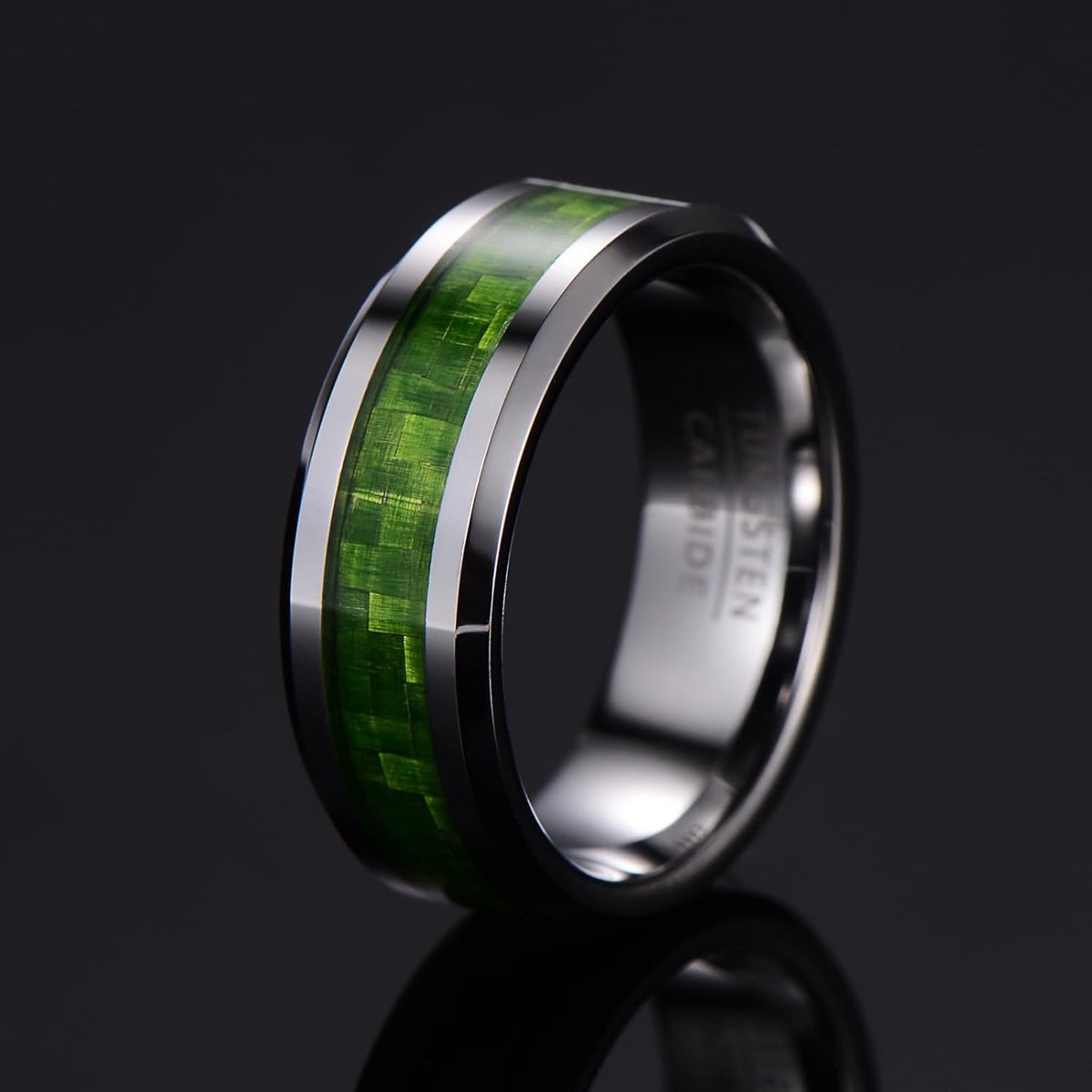 Pair of rings for men and women, trendy fashion jewelry, wide 8mm inlaid with colorful tungsten carbide rings - ShopVlot