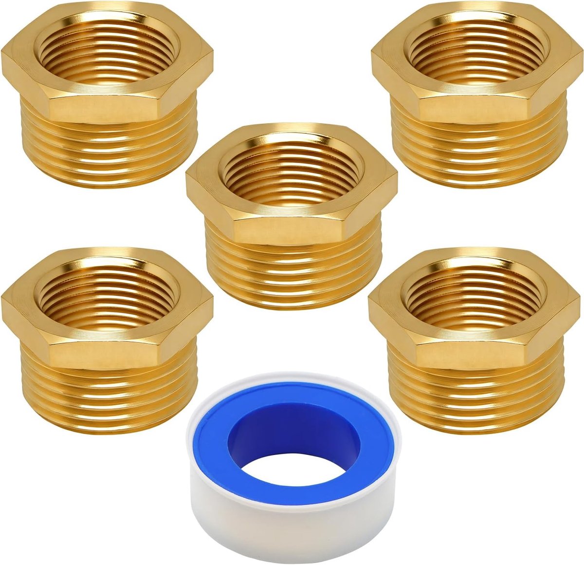 5 stuks 1/2 tot 3/4 adapter zeskantbus reduceren, 1/2 "vrouwelijk naar 3/4" mannelijke BSP draad messing connectoren - ShopVlot