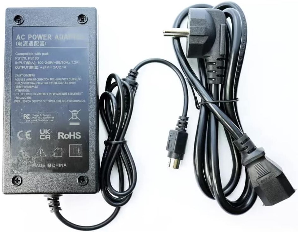 24v 2A AC Adapter Charger for Chargers Power Cable Replacement Compatible with Epson Printer PS170, PS180, DA-36E24 - ShopVlot