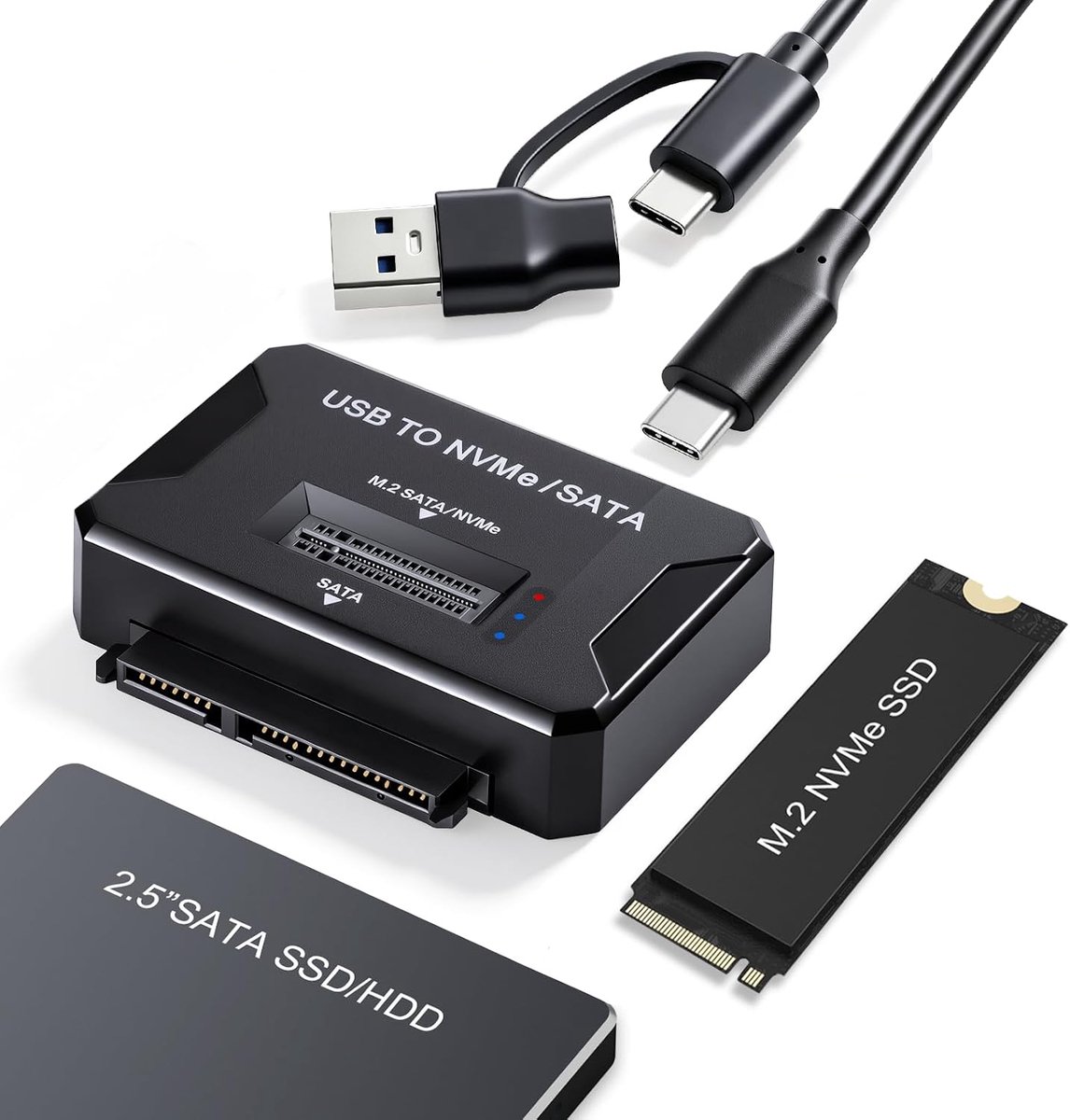 M.2 NVMe en SATA harde schijven docking station 10Gbps USB 3.2 Gen2, M.2 SSD behuizing voor NVMe NGFF SATA SSD 2230 - ShopVlot