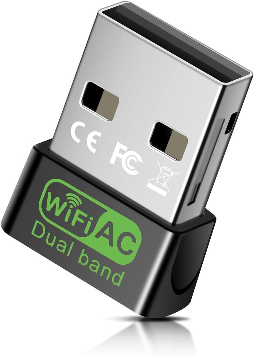 USB WLAN Stick AC600 met ingebouwde driver, DualBand 5GHz/2,4GHz, USB WiFi adapter voor pc - ShopVlot