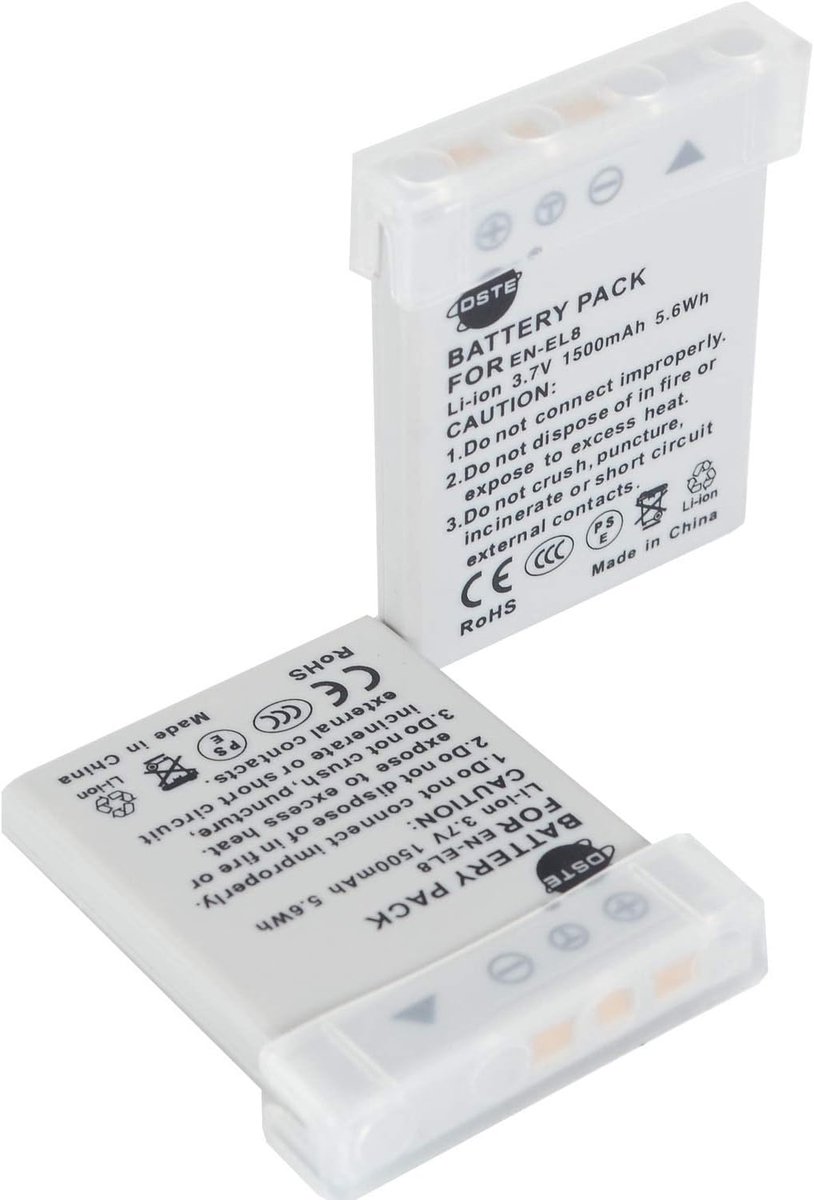 DSTE 2 Pack en-EL8 ENEL8 Battery Compatible with Nikon Coolpix P1 P2 S1 S2 S3 S5 S6 S7 S8 S9 S50 S51 S52 - ShopVlot