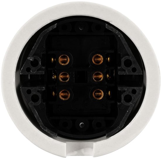 Surface mounted porcelain Retro Toggle Brass double switch, All-in-One, series QR1 white - ShopVlot — afbeelding 5