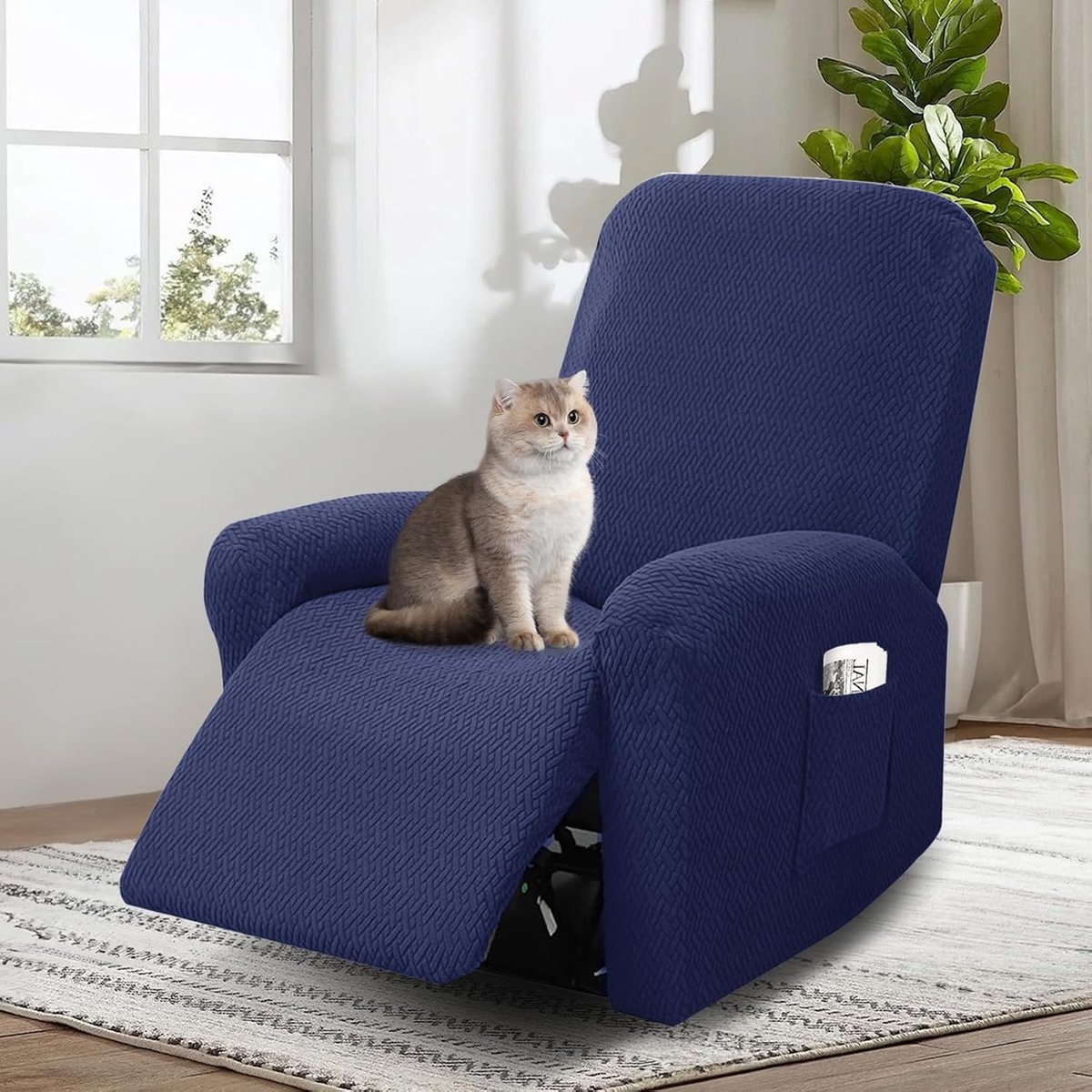 4 Piece Chair Cover Non-Slip Recliner Chair Protector All-inclusive Chair Cover Chair Cover with Armrest Protectors - ShopVlot