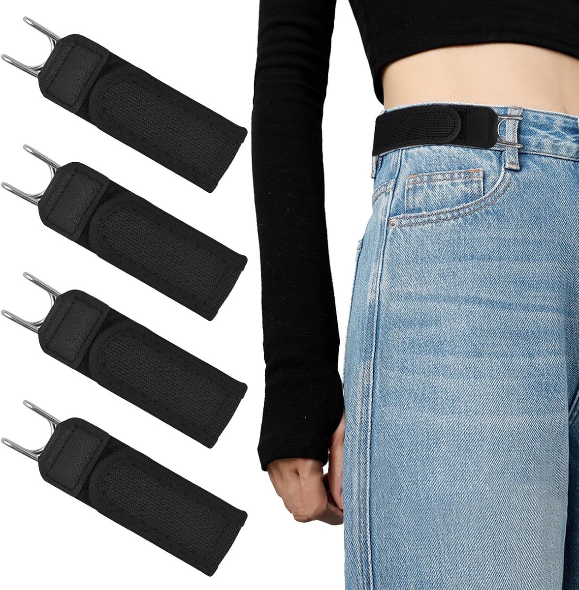 JINTANG Geen gesp riemen voor mannen, 4 stuks gespen riem haak, verstelbare onzichtbare stretch riemen zijtaille riem - ShopVlot
