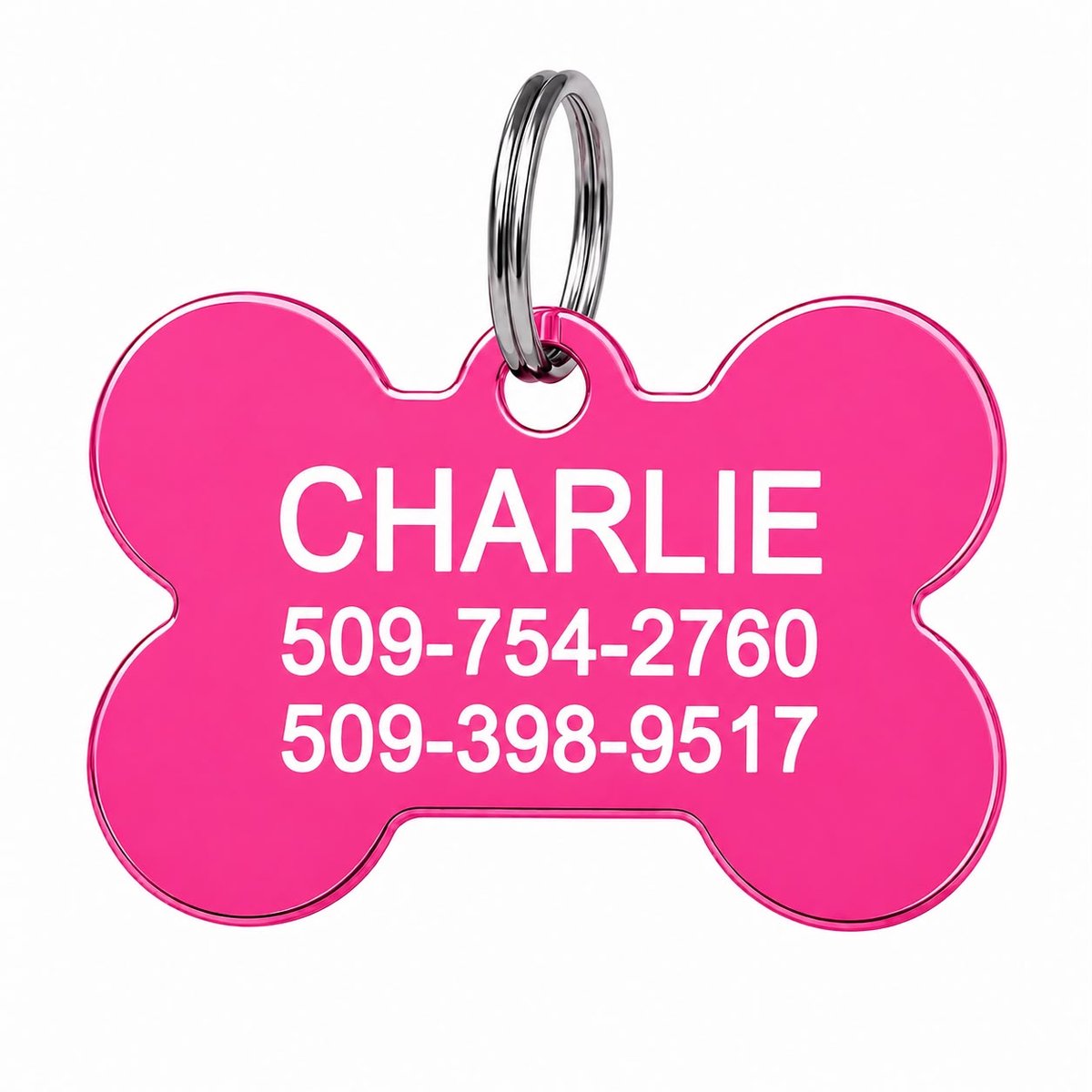 Hondenpenning Hondenbotje inclusief graveren | Hondenbotje Graveren | Aluminium Hondenpenning | Donker roze | Petshop Seven®