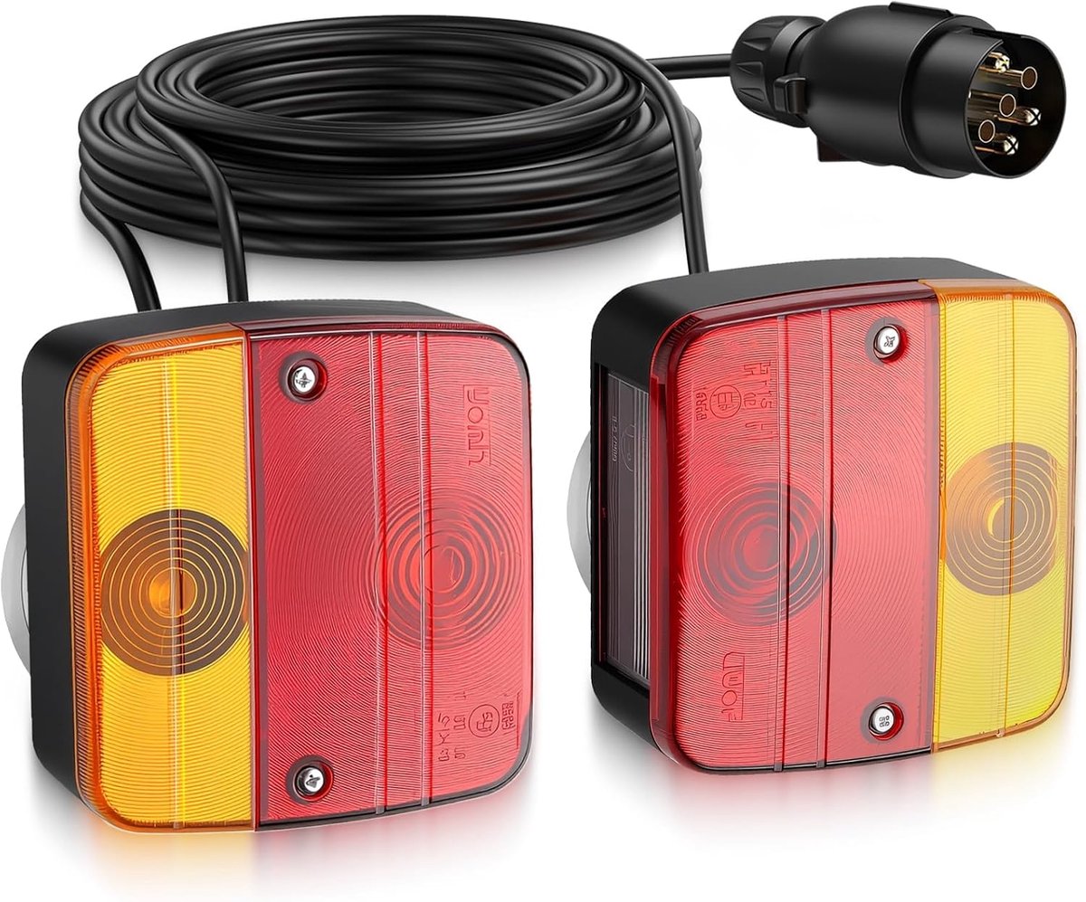 COLFULINE Halogen Rear Light for Trailers with Magnetic Mount and 7-Pin Plug, E9 Tested, Waterproof IP65, Includes - ShopVlot