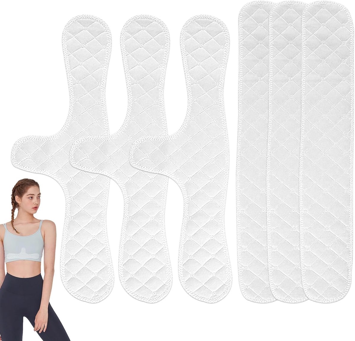Pack of 6 Reusable Cotton Breast Inserts for Large Breasts, Breathable, Non-Slip, Square, Ideal for Nursing Bra - ShopVlot