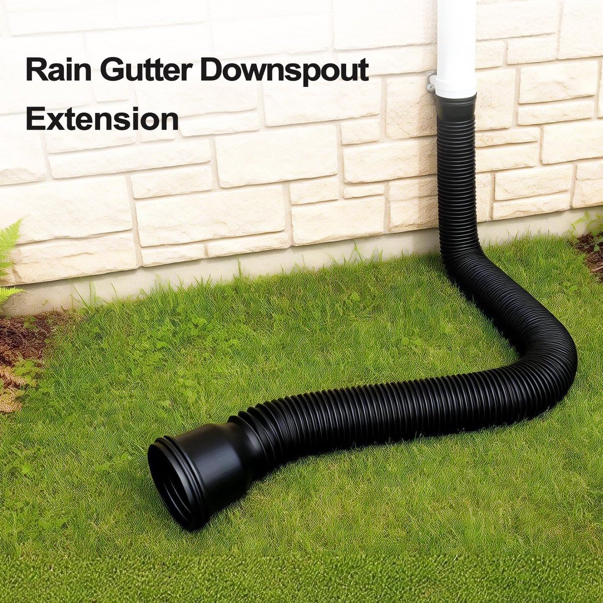 Flexible Rain Gutter Downspout Extension, PE Extendable Drain Route Extender for Round Downspouts Outdoor Villa (Black) - ShopVlot