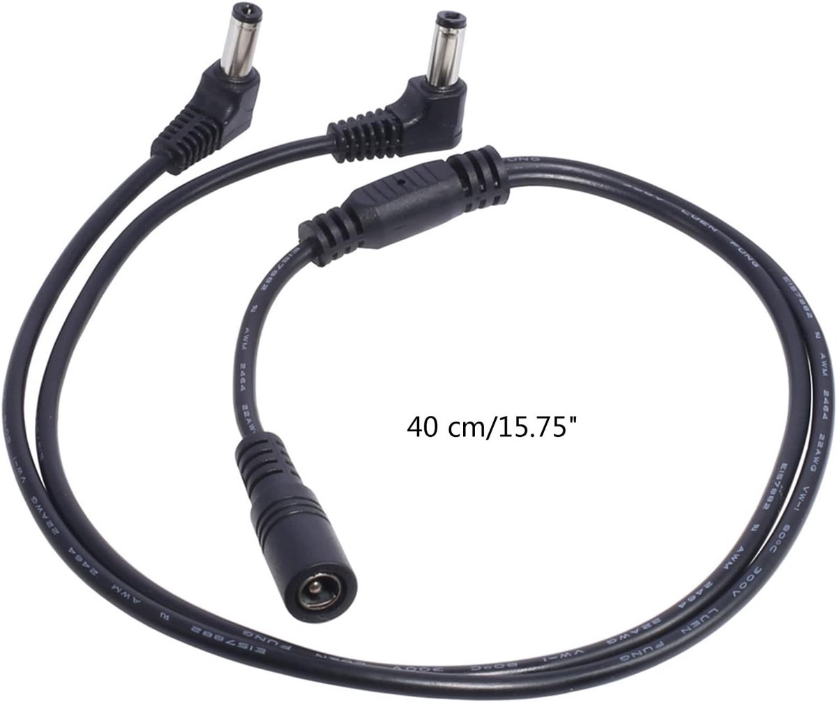 Power 1 Female to 2 Angled Male Way Splitter Adapter Connector Plug Cable 5.5mmx2.1mm 12V For CCTV Camera LED - ShopVlot