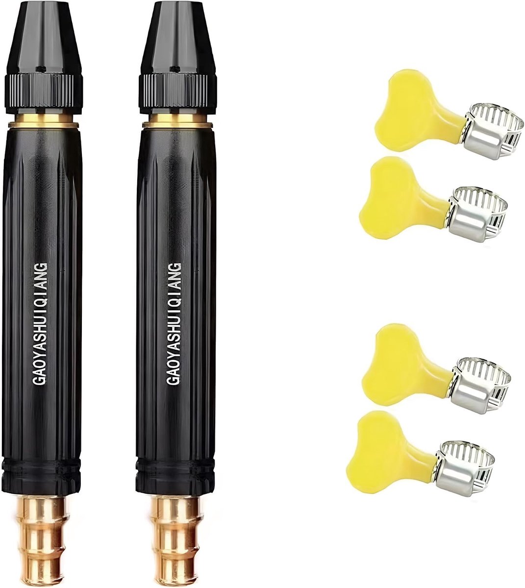 DHER 2 stuks hogedrukpistool voor tuinslang - Waterdrukpistool met 4 slangklemmen, verstelbare multifunctionele - ShopVlot