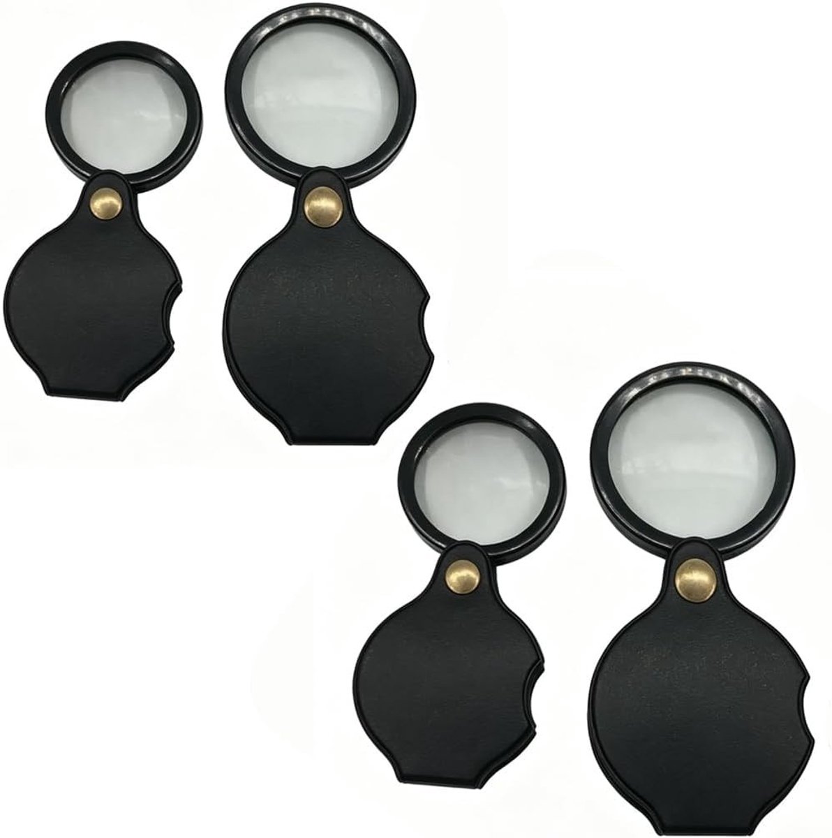 Set van 4 opvouwbare vergrootglazen, 50 mm en 60 mm, ideaal voor lezen, boeken en kranten, handzaam en praktisch voor senioren en kinderen