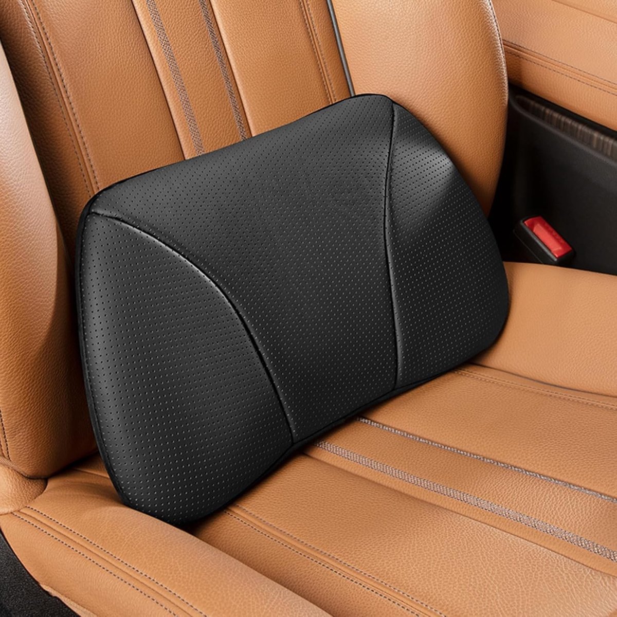 Leren Kussen voor Lendensteun in Auto, Geheugenfoam Kussen voor Comfort, Perfect voor Sofa en Buitengebruik